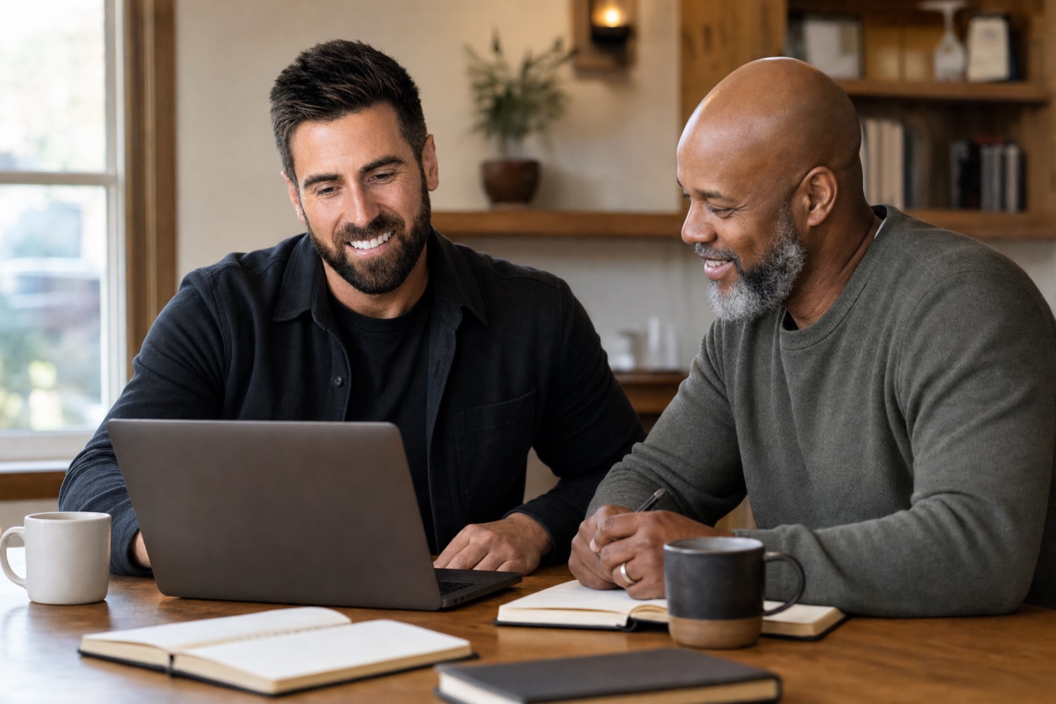 Chris reviewing a church website with a church leader